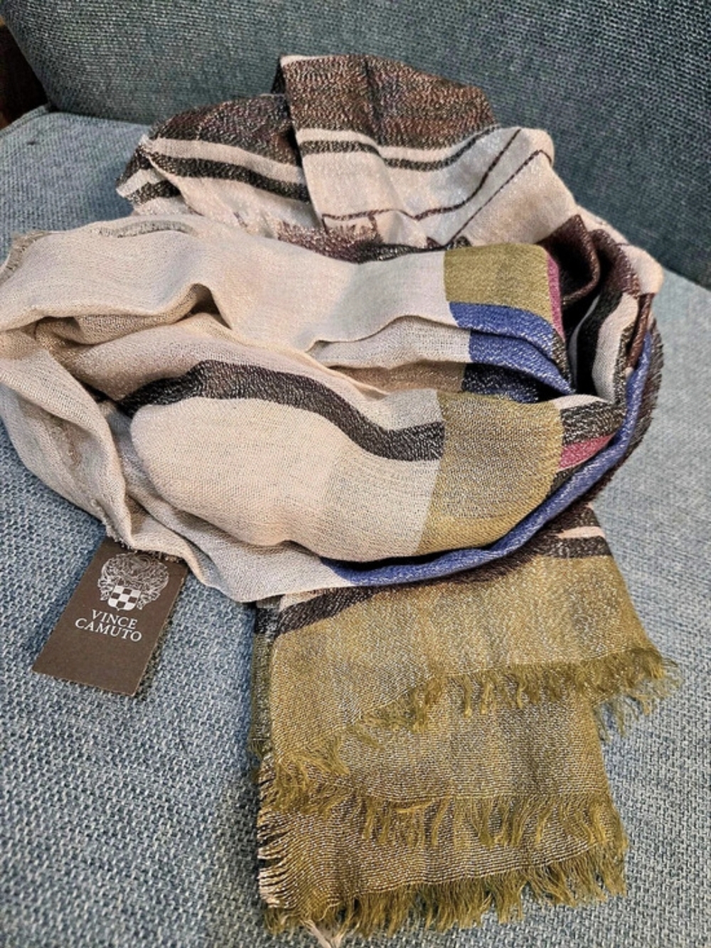 Vince Camuto Color Block Scarf Brown & Green